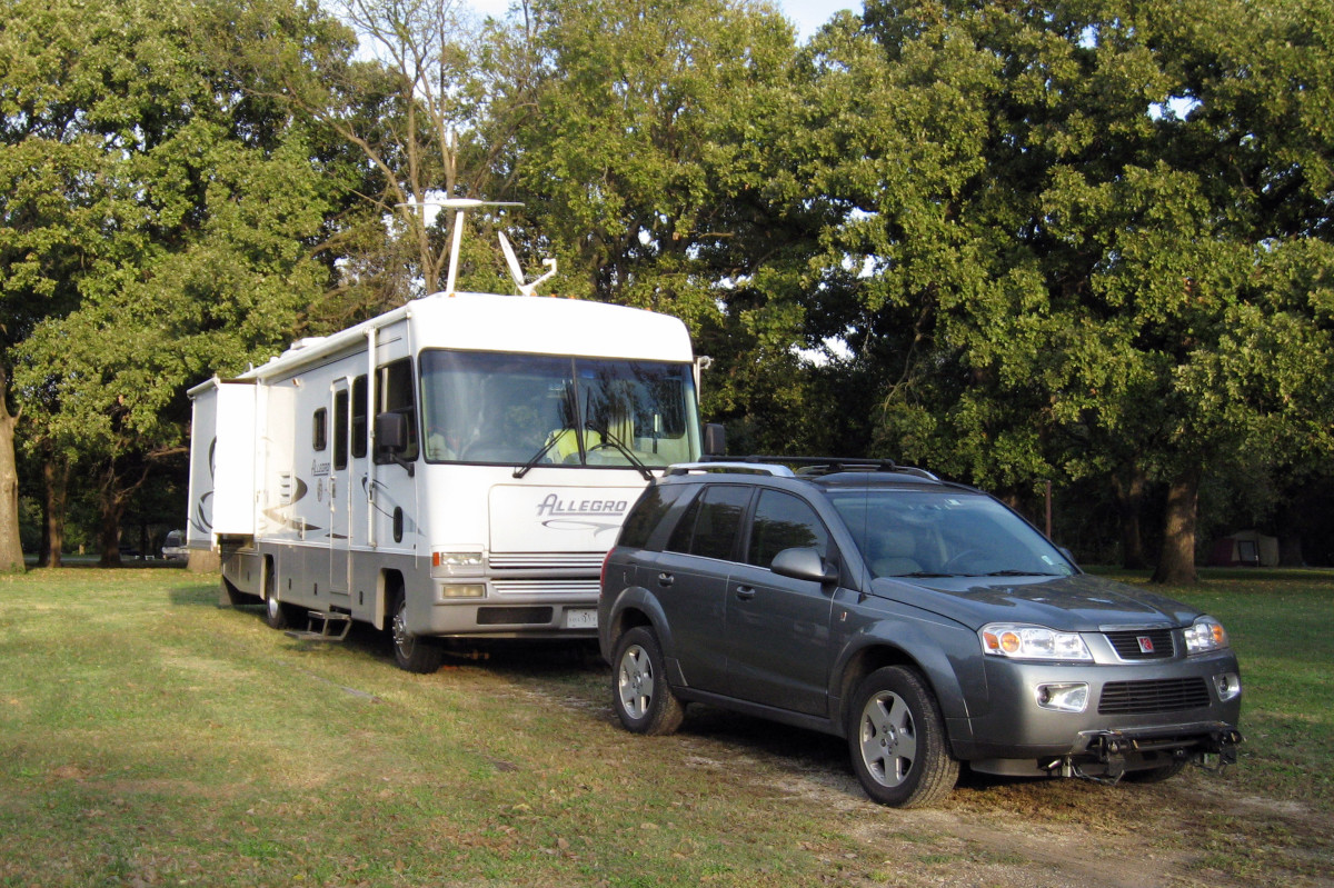 When we had the motorhome and towed the Saturn SUV.