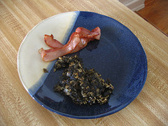 Best way to Eat and Enjoy Laverbread with a tasty Bacon Rasher and rolled in Oatmeal and fried in Bacon Fat.