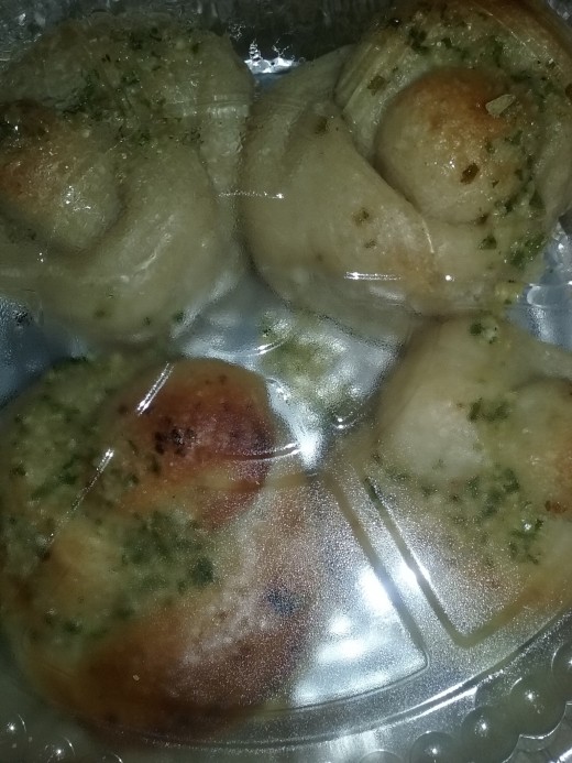hot and delicious garlic knots from Mario's Pizza restaurant in Greensboro, NC