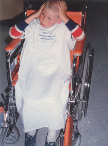Jason in wheelchair at emergency room.