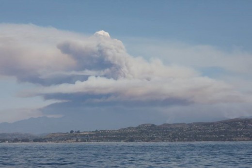  Here smoke from the Holy Jim fire is blown to the west.