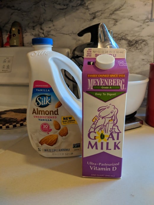 This is the Almond milk we use for our little one, we also tried this Goats milk and he did good with it! 
