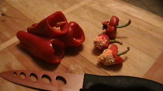Garden grown red peppers.