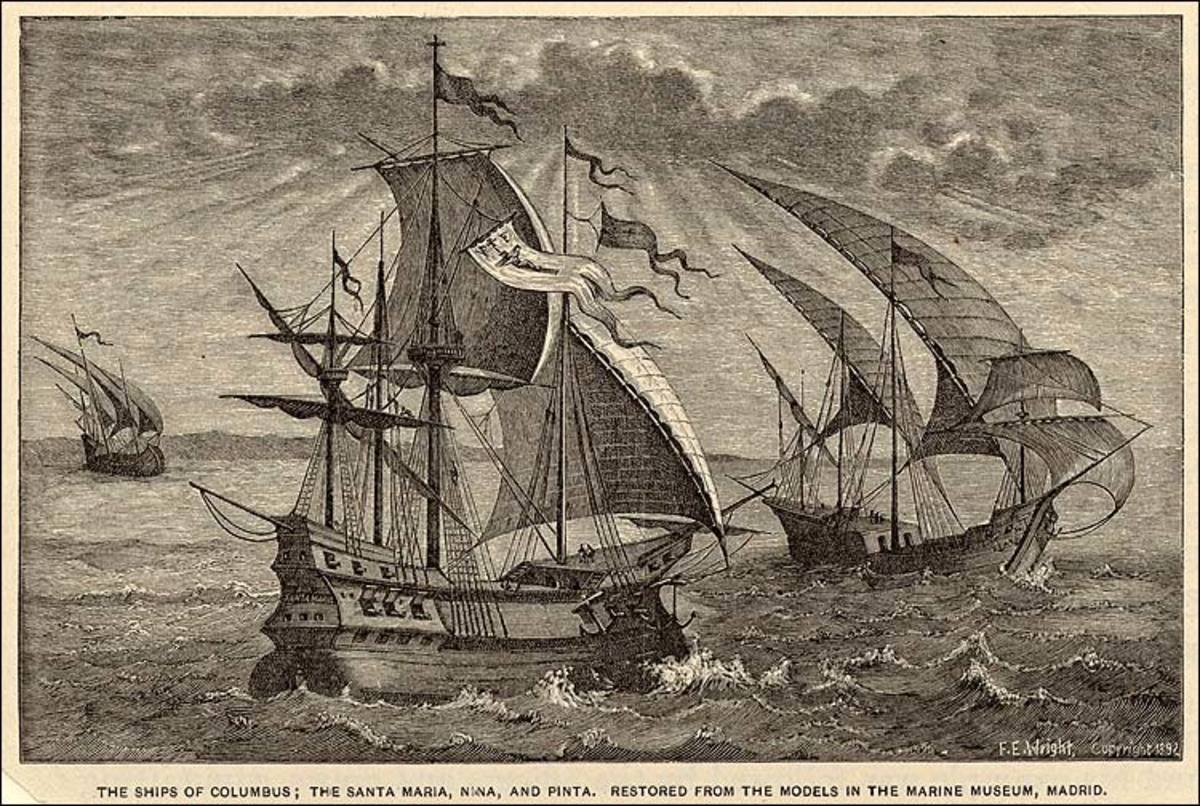 Columbus's first voyage to America included three ships, the Pinta, the Nina and Santa Maria