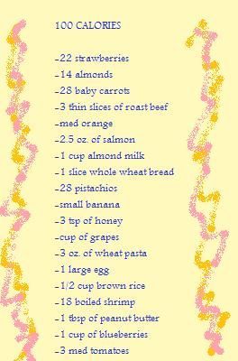 List of 100 calorie foods