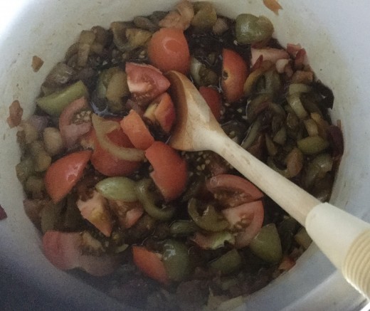 After adding the red tomatoes