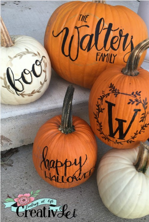 These lettered pumpkins create a whimsical holiday collection.