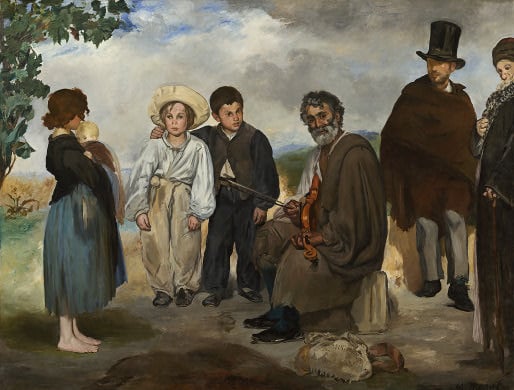 "THE OLD MUSICIAN" BY MANET (1862) IS IN THE NATIONAL GALLERY IN WASHINGTON DC