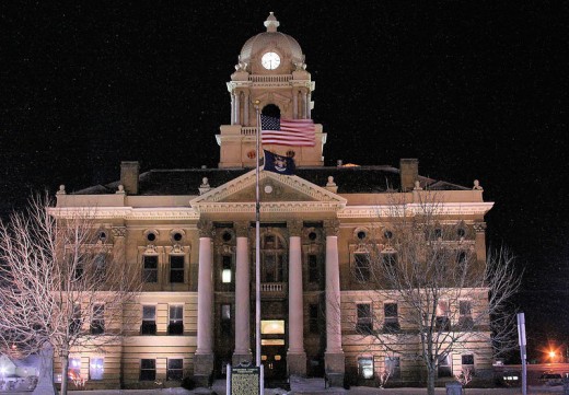 Shiawassee County Courthouse on a quiet winter evening