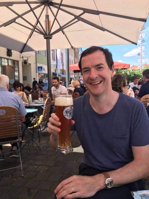 George Osborne:  Enjoying a beer.