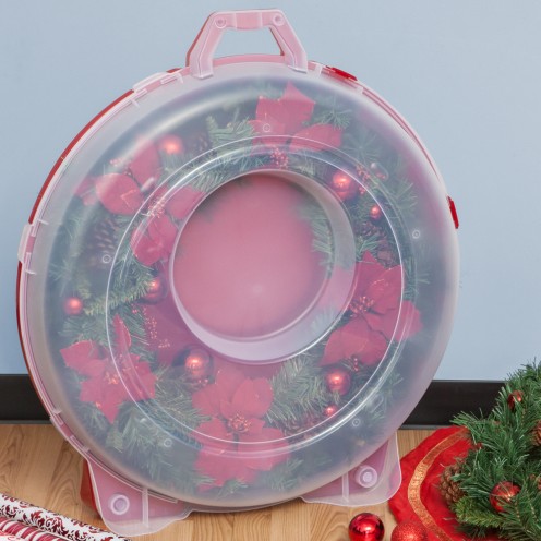 Keep your wreaths looking new by storing them in either rigid bins or canvas bags.