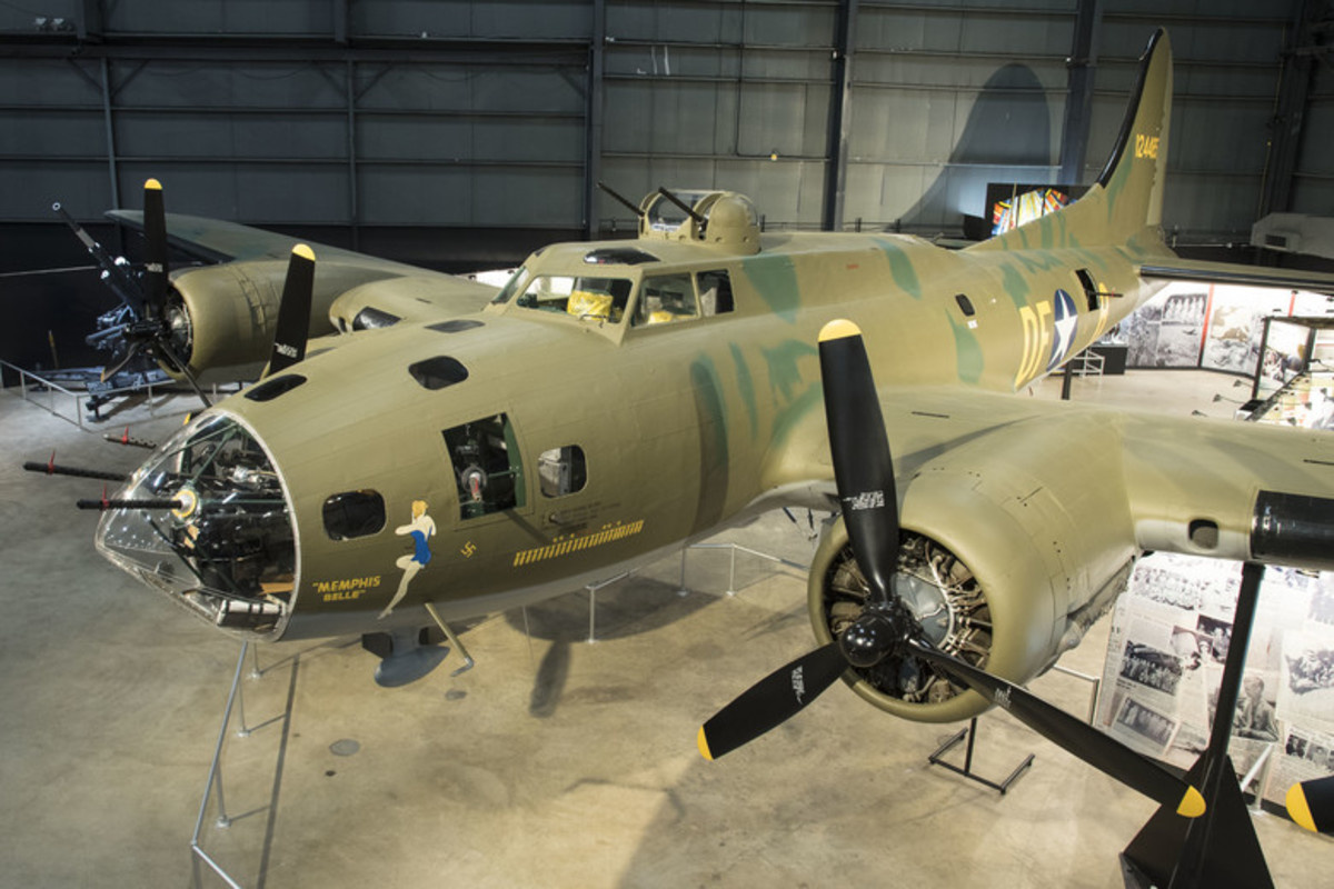 Boeing B-17F Memphis Belle on display in the WWII Gallery at the National Museum of the US Air Force.