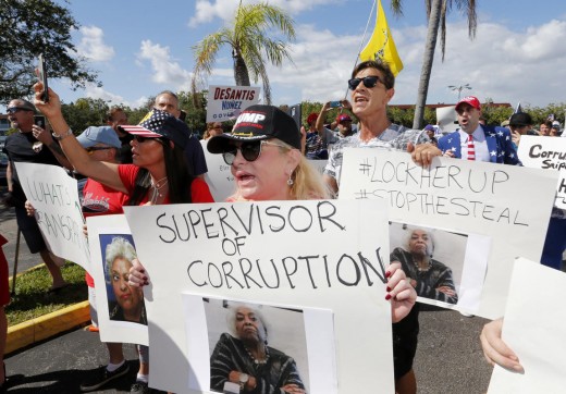 Protesters outside of Broward County elections office.