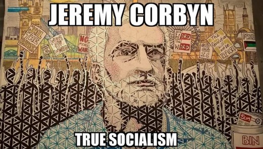 Mural of Labour leader Jeremy Corbyn.