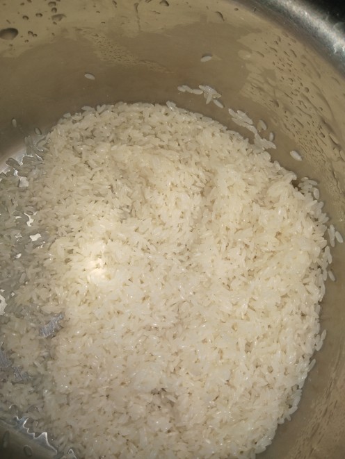 Wash rice, drain water and keep aside.