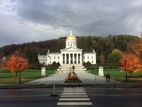 The Vermont State House, located in Montpelier, is the state capitol of Vermont, United States and the seat of the Vermont General Assembly. Photographed by Justin A. Wilcox on October 18, 2014.
