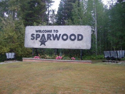 Welcome sign for Sparwood, British Columbia