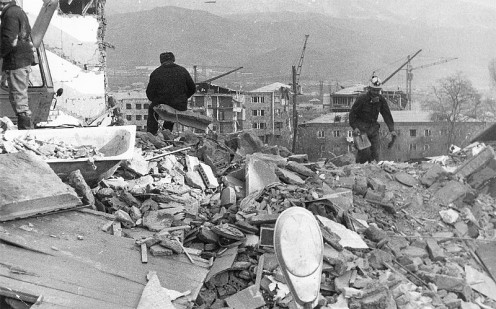 Ruins in Spitak after the 1988 earthquake.