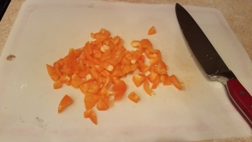 Then chop your other veggies. I chopped up a bell pepper.