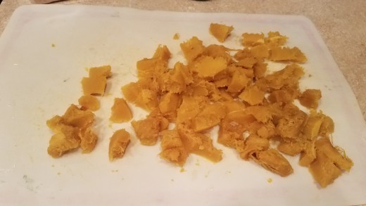 I didn't have any other veggies in the refrigerator, so I steamed a leftover acorn squash I had on the counter.