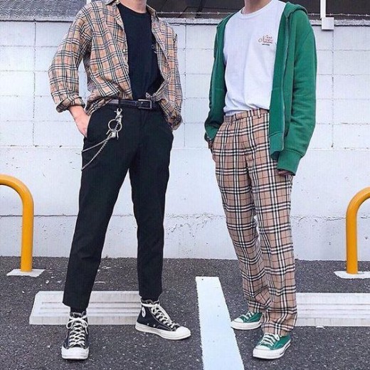 These are kind of vintage inspo fits, with those vintage looking Burberry pieces and wider, more relaxed fits