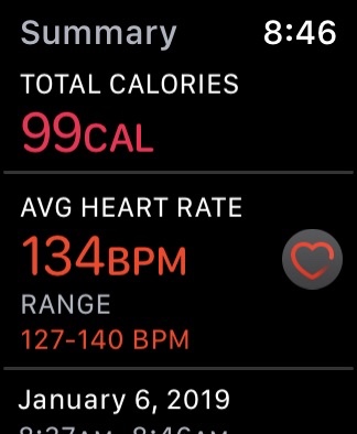 A recent short exercise session as recorded by my Apple Watch