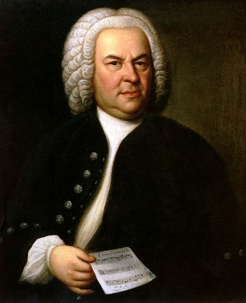 Portrait of Bach by Elias Gottlob Haussmann, painted when he was 61. It hangs in the Rathaus, Leipzig.