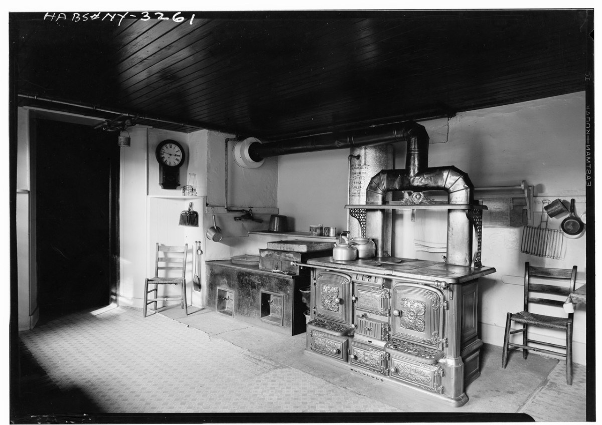 A kitchen in one of the family dwellings.