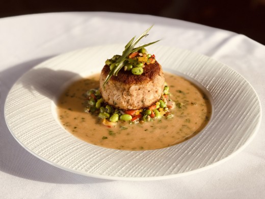 The Crab Cake- 100% Fresh Crab Meat accompanied with a Lobster and Shrimp Sauce. No Filler.