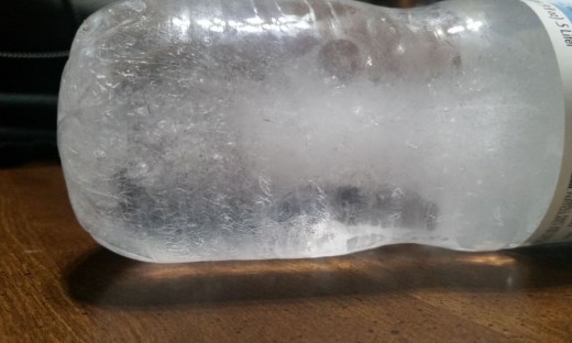 bottled water is frozen