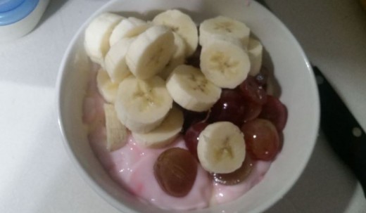 fruit under a yogurt