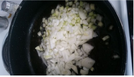 add onions and celery to bacon grease