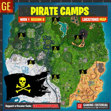 Fortnite Season 8 Week 1 Challenges Hubpages - here are all the locations for the pirate camps