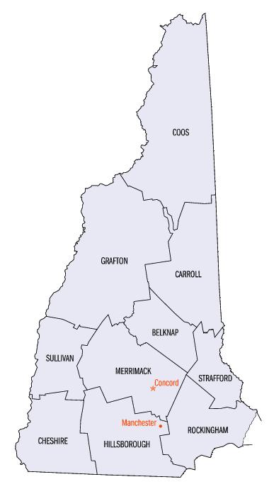 New Hampshire counties map 