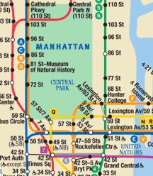 A portion of the MTA subway map found in all subway cars.