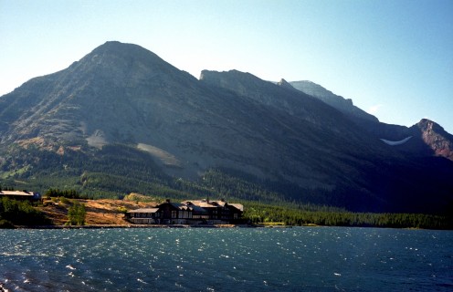 Many Glacier Hotel over Swiftcurrent Lake, Glacier National Park, Montana, USA