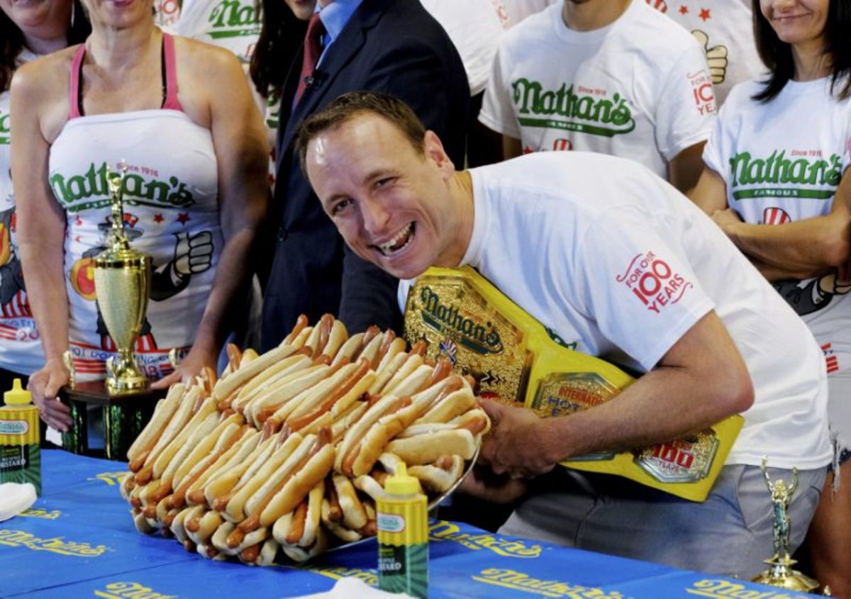 Joey Chestnut and his prey.