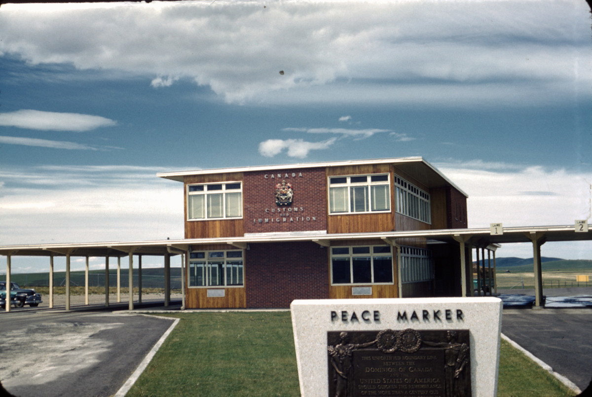The Canadian border station at Carway, Alberta, as seen in 1959.