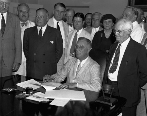 Franklin D. Roosevelt signed the Social Security Act.