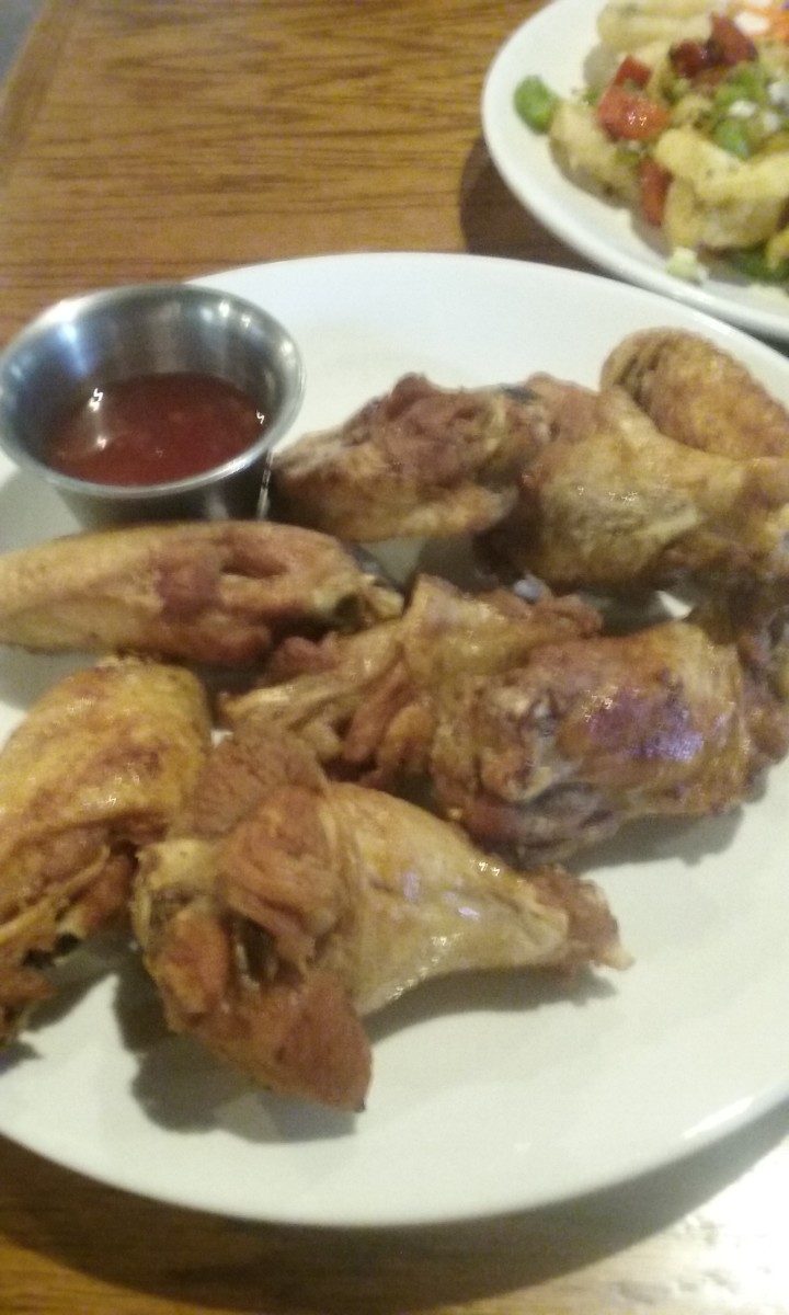 The chicken wings, served at Black Ginger Sushi Restaurant, at a cost of $9.
