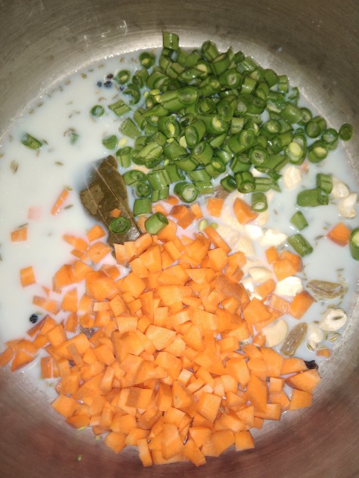 Now add chopped vegetables, mix well.