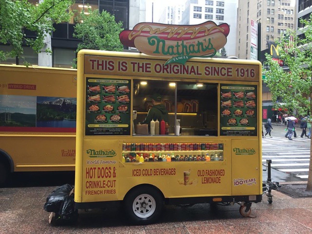 Nathans famous trucks in NYC.