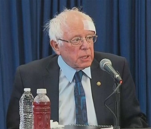 Bernie Sanders, incident with shower door received seven stitches.