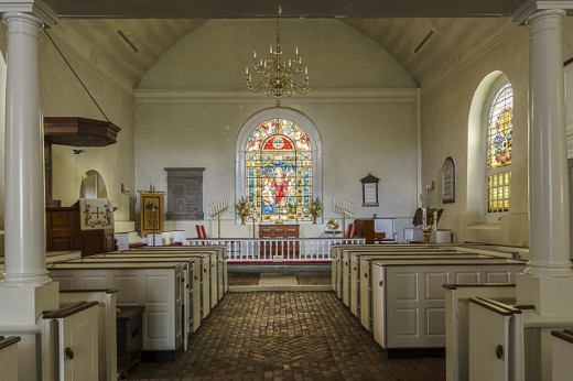 Interior of Old Swedes Church at 606 N Church Street, Wilmington, DE.  The attached cemetery contains 10,000 graves of 16th century settlers.
