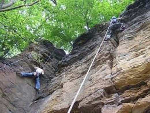 Rock climbers making their ascent