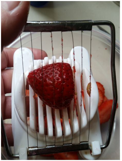 strawberry - egg slicer worked, but bent the wires