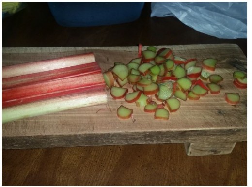 rhubarb - make sure to slice very thin