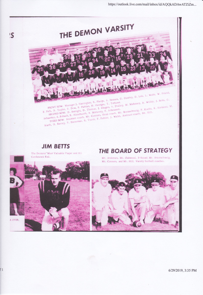 1960 Burlington Lisesi Futbol Takm Resmi Fotoraf