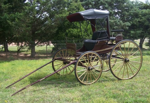 A one-horse two seat carriage much like Levi built for Jake