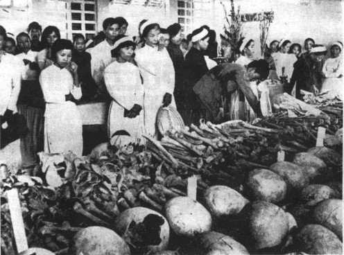Skulls and remains of the victims due at Hue